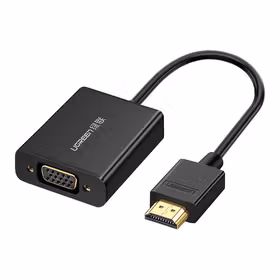 绿联(UGREEN) HDMI转VGA母转换线 带USB供电线 带音频铝壳,25厘米圆线,分辨率:1920*1080彩盒包装黑色；40233