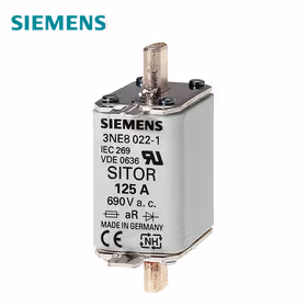 西门子 SITOR熔断片,含测量触点,NH00,输入：100A,aR,UnAC：690V,Un直流：440V,前端标示警报器；3NE NH00 100A 690V AC aR