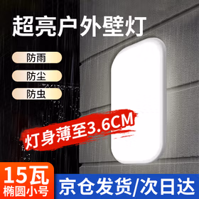 远波 防水防潮led壁灯车间仓库楼梯过道走廊led户外停车场照明灯 椭圆小号15w（京仓发货）