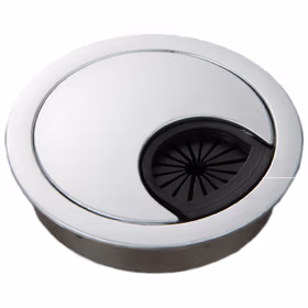 千速轮穿线孔盖板 50MM 电脑办公桌穿线盒 ABS塑料 电镀珍珠银