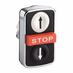 施耐德电气 三头复位按钮头(2平头+1急停),黑-白；ZB4BA71124