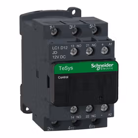施耐德电气 进口TeSys D系列三极交流接触器,直流线圈,12A,12VDC；LC1D12JD