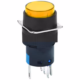 德力西电气 按钮指示灯；LAY5s-16 1NO+1NC 灯钮自复 圆头 6V 黄