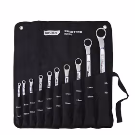 得力 镜面双梅花扳手套装布包铬钒钢   5.5-32MM；DL0210