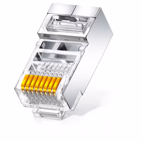 山泽 SJ-P6010 六类镀金千兆网络屏蔽水晶头RJ45网线8P8C连接头FTP铜壳8芯Cat6类路由器金属接头10个
