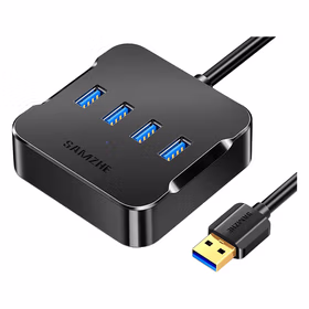 山泽 USB分线器 3.0高速4口HUB扩展坞集线器 笔记本电脑一拖四转换器延长线带电源接口1.5米黑色HUB02