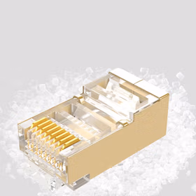 山泽 JC-P5050 工程专业CAT5e超五类双屏蔽网络水晶头50个/盒FTP镀金铜壳RJ45网线接头8P8C镀金水晶头