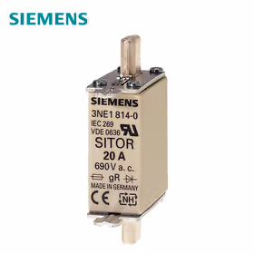 西门子 SITOR熔断片,含测量触点,NH000,输入：80A,gS,UnAC：690V,Un直流：250V,前端标示警报器；3NE NH000 80A 690V AC gS