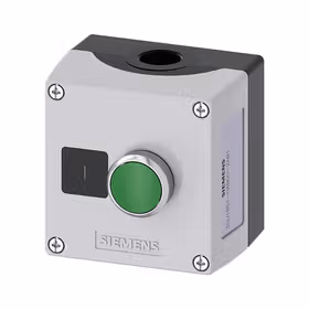 西门子 按钮盒,外壳金属,顶端灰色,1指令点金属,A=绿色按钮,1S,地面固定,标牌：I标牌已添加；3SU18510AB002AB1
