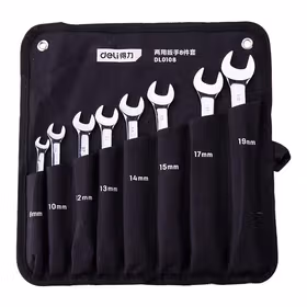 得力 镜面两用扳手套装布包铬钒钢   8-19MM；DL0108