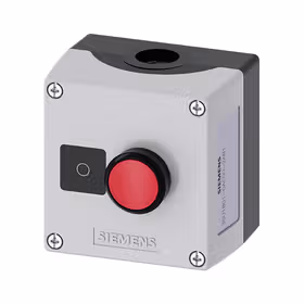 西门子 按钮盒,外壳塑料,顶端灰色,1指令点塑料,用于安装标牌的凹陷处,A=红色按钮,标牌：O,1NC；3SU18010AC002AB1