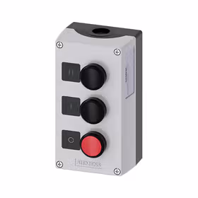 西门子 按钮盒,外壳塑料,顶端灰色,3个指令点塑料,C=黑色按钮,标牌：II,1S,B=黑色按钮,标牌：I,1S,A=红色按钮,标牌：O,1NC；3SU18030AD002AB1