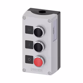 西门子 按钮盒,外壳金属,顶端灰色,3个金属指令点,C=黑色按钮,标牌：II,1S,B=黑色按钮,标牌I,1S,A=红色按钮,标牌：O,1NC；3SU18530AD002AB1