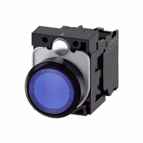 西门子 发光按钮,22mm,圆形,塑料,蓝色,按钮,平,键控式,1S,AC/DC24V,螺栓型端子连接,带激光标记；3SU11020AB501BA0ZY15