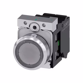 西门子 发光按钮,22mm,圆形,金属,高光,透明,按钮,平,键控式,1S,AC/DC24V,弹簧型端子连接,带激光标记；3SU11520AB703BA0ZY13