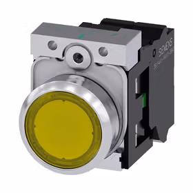 西门子 发光按钮,22mm,圆形,金属,高光,黄色,按钮,平,键控式,1S,AC230V,弹簧型端子连接,带激光标记；3SU11560AB303BA0ZY13