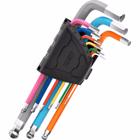 得力 专业级镜面彩虹加长球头内六角组套铬钒钢   9件套；DL232509