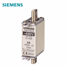 西门子 NH熔断片,NH000,输入：32A,gG,UnAC：690V,UnDC：250V,前端标示警报器,导电握耳；NH Fuse Size 000 gG/gL 32A 690VAC/250VDC