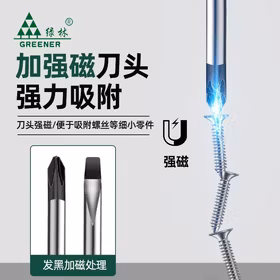 绿林带磁全套十字一字螺丝刀家用小改锥套装维修工具起子组合 10件套
