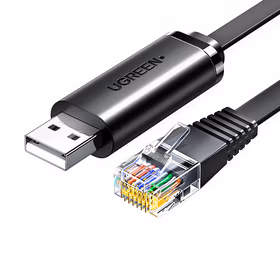 绿联 Console调试线USB转RJ45控制线交换机配置线转换线适用思科华为腾达TP-LINK路由器黑色3米60813