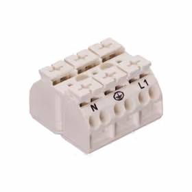 万可(WAGO) 4线小型端子模块,用于通过M3螺丝和螺母或者2.9mm自攻螺丝从顶部安装,N-PE-L1,无接地,3极；862-2603