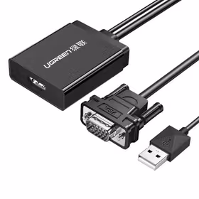 绿联(UGREEN) VGA转HDMI转换器带USB线供电与音频解码输入分辨率:1920*1080彩盒包装 黑色；40213
