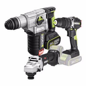 威克士20V电锤电镐WU388(4.0双电)+冲击钻WU369.9+角磨机WU806.9套装