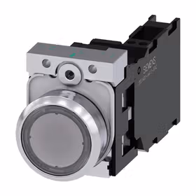 西门子 发光按钮,22mm,圆形,金属,高光,透明,按钮,平,键控式,1NO+1NC,AC230V,弹簧型接口；3SU11560AB703FA0