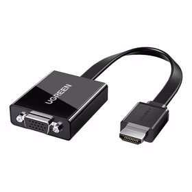 绿联(UGREEN) HDMI转VGA母转换器 带音频胶壳 25厘米扁线高清转换器 小米盒子ps3电脑连电视、投影仪（增加ESD)分辨率:1920*1080P彩盒包装黑色；40248