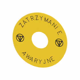 西门子 急停开关的垫圈,黄色,带标记（波兰语）：Zatrzymanie符号5638,Awaryjne符号5638,外径75mm,内径22.5mm,厚度2mm；3SU19000BB310ND0