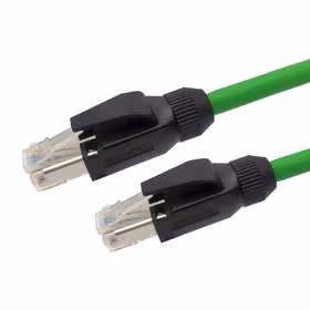 Hellolink 经济款工业双屏蔽8芯网线,翠绿色,4*2*26AWG,百兆千兆自适应,0.5m,PROFINET/EtherCAT；RJ45-RJ45-0.5M-D