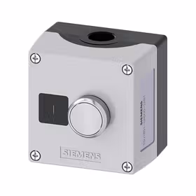 西门子 按钮盒,外壳金属,顶端灰色,1指令点金属,A=白色按钮,1S,地面固定,标牌：I标牌已添加；3SU18510AD002AB1