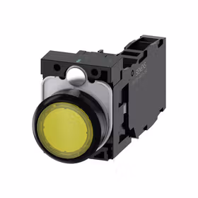 西门子 发光按钮,22mm,圆形,塑料,黄色,按钮,平,键控式,1NO+1NC,AC110V,螺栓型端子连接,带激光标记；3SU11030AB301FA0ZY15