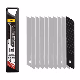 得力 锋利型美工刀片(黄)规格：18mm厚度：0.5mm9白1黑；DL-DP09A