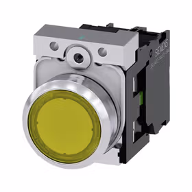 西门子 发光按钮,22mm,圆形,金属,高光,黄色,按钮,平,键控式,1S,AC230V,螺栓型端子连接,带激光标记；3SU11560AB301BA0ZY11