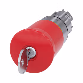 西门子 蘑菇头急停按钮,22mm,金属,高光,红色,40mm,带CES锁,锁芯型号SSP9,强制锁定,钥匙解锁；3SU10501HS200AA0