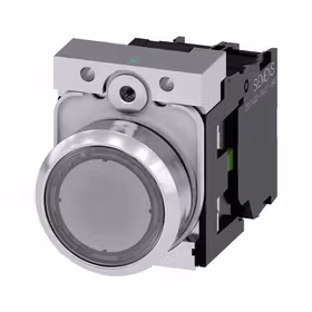 西门子 发光按钮,22mm,圆形,金属,高光,透明,按钮,平,键控式,1S,AC110V,螺栓型端子连接,带激光标记；3SU11530AB701BA0ZY12