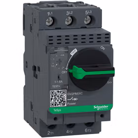 施耐德电气 TeSys 热磁式电动机断路器,旋钮控制,整定电流1-1.6A,最大分断能力Icu 100kA；GV2PM06C