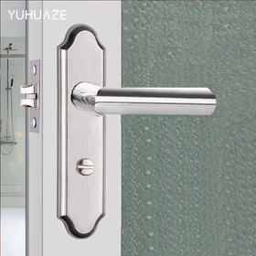 雨花泽 不锈钢门锁卫生间门锁 不锈钢浴室门把手洗手间门锁通用款把手厕所门锁加厚款无钥匙把手