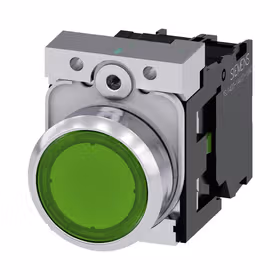 西门子 发光按钮,22mm,圆形,金属,高光,绿色,按钮,平,键控式,1S,AC230V,螺栓型端子连接；3SU11560AB401BA0