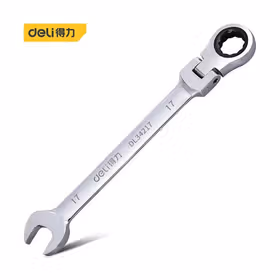 得力 镜面活头两用棘轮快扳   17mm；DL34217