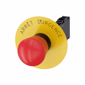 西门子 蘑菇头急停按钮,22mm,塑料,红色,40mm,强制锁定,旋转解锁机制,带黄色名称牌支架,1NO+1NC,螺栓型端子连接,；3SU11001HB201FJ0