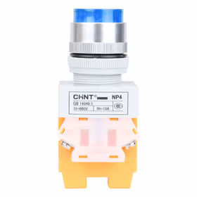 正泰 带灯自锁高钮；NP4-11DZS 蓝 220V LED