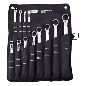 得力 镜面双梅花扳手套装布包铬钒钢   5.5-32MM；DL0212