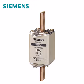西门子 NH熔断片,NH2,输入：80A,gG,UnAC：690V,Un直流：440V,前端标示警报器,导电握耳；NH Fuse Size 2 gG/gL 80A 690VAC/440VDC