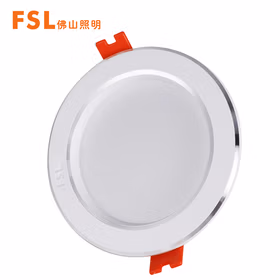 佛山照明（FSL）LED筒灯嵌入式天花灯筒灯白玉银边全铝材3寸6W开孔90-100mm 白光（6500K）