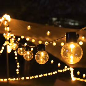 远波 led灯串大圆球户外露营天幕帐篷防水防尘防虫灯 5CM透明球暖光2.5米10灯电池款