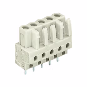 万可(WAGO) THT孔型插座,0.6x1.0mm,直型,宽度16.5mm(0.65"),高度23.25mm(0.915"),焊针间距5mm,3极,浅灰；722-133