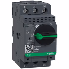 施耐德电气 TeSys 热磁式电动机断路器,旋钮控制,整定电流17-23A,最大分断能力Icu 50kA；GV2PM21C