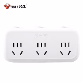 公牛 一转三转换插头 插座电源转换器一字型 3位分控 10A 250V；GN-9333
